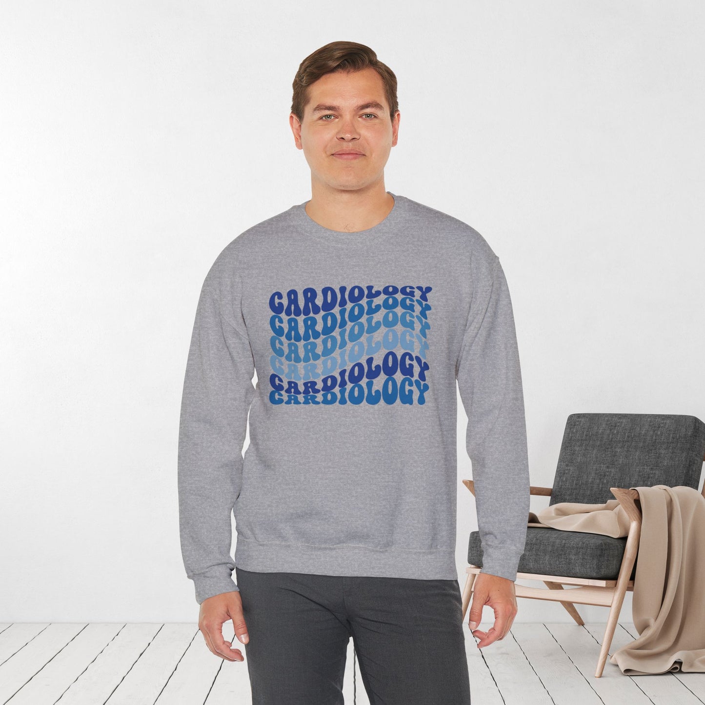 Groovy Blue Cardiology Sweatshirt - Cardiac Nurse Sweater