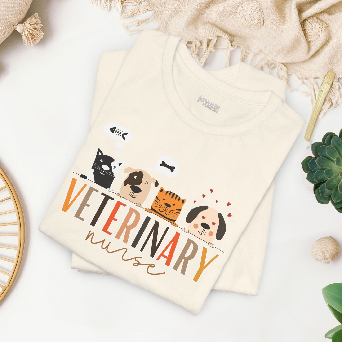 Veterinary Nurse Soft Cotton Tee with Dogs and Cats for VET Nurse