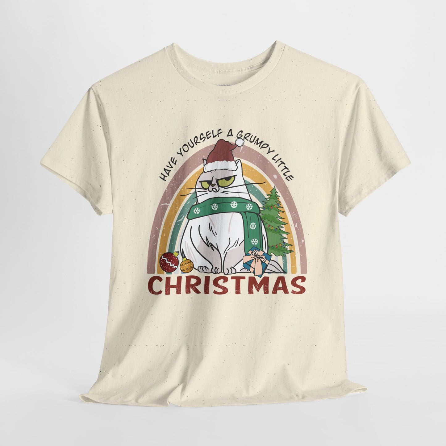 Have Yourself A Grumpy Little Christmas Funny Cat Christmas Heavy Cotton Tee - Cat Lovers Christmas Gift