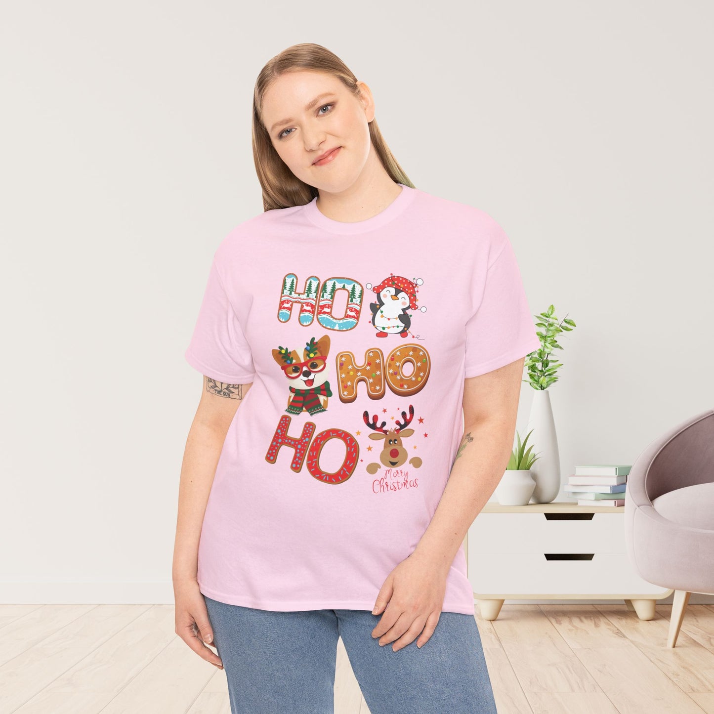 Ho Ho Ho Christmas Shirt - Matching Family Christmas Heavy Cotton Tee