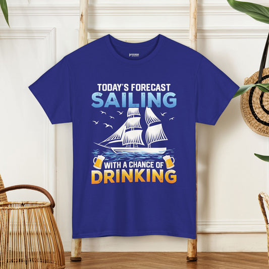 Today's Forecast Sailing T-Shirt - Funny Sailing Heavy Cotton Tee