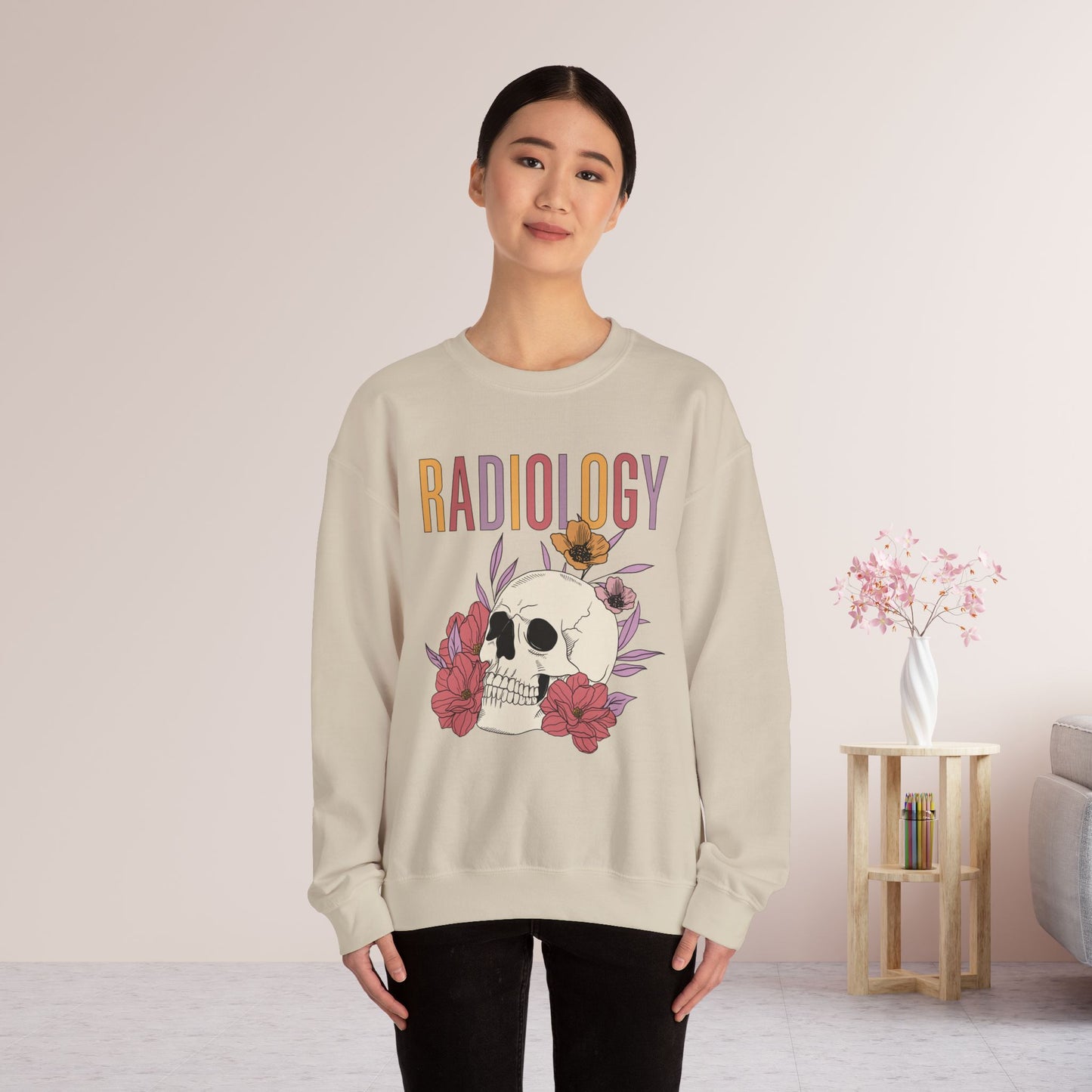 Flower Skull Radiology Sweatshirt for RAD Tech