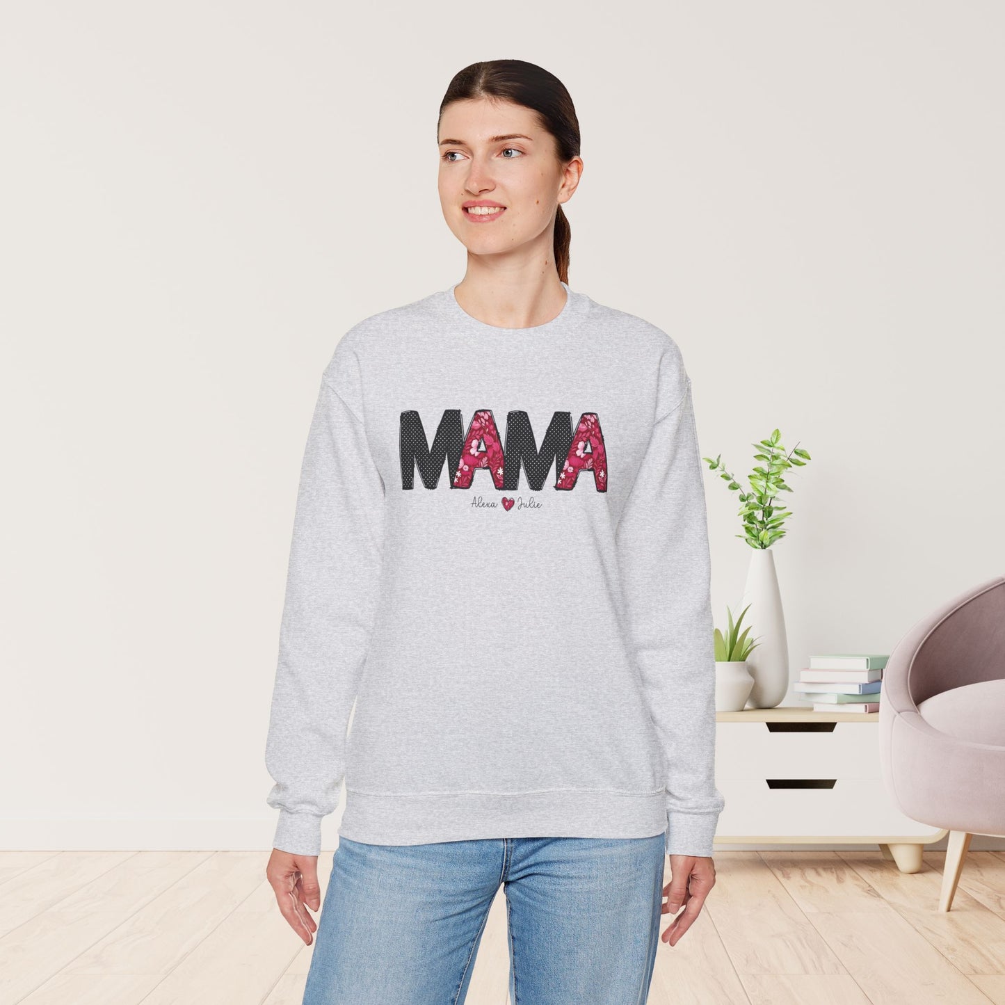 Custom Mama Sweatshirt with Kids Name - Personalized Gift for Mom