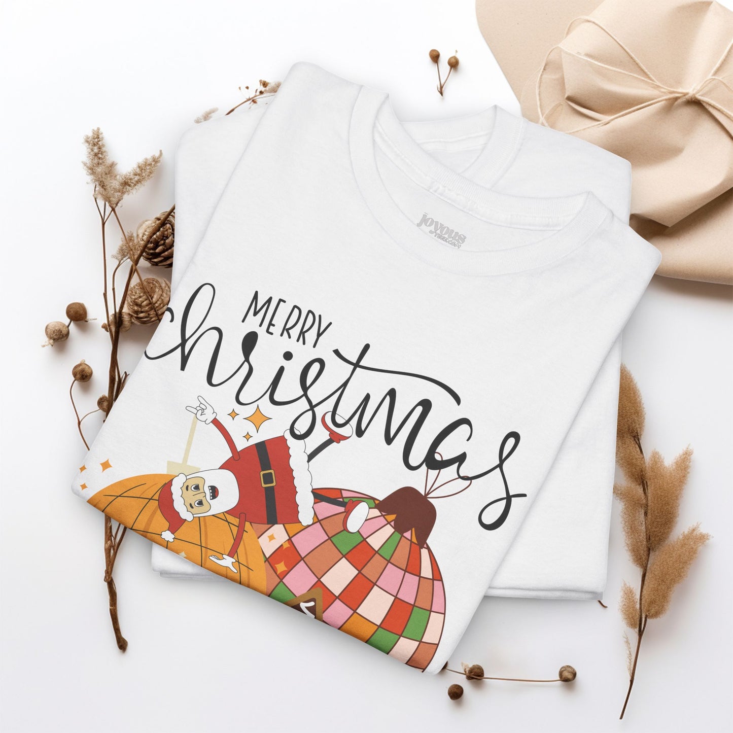 Merry Christmas Retro Ornament Shirt - Christmas Heavy Cotton Tee