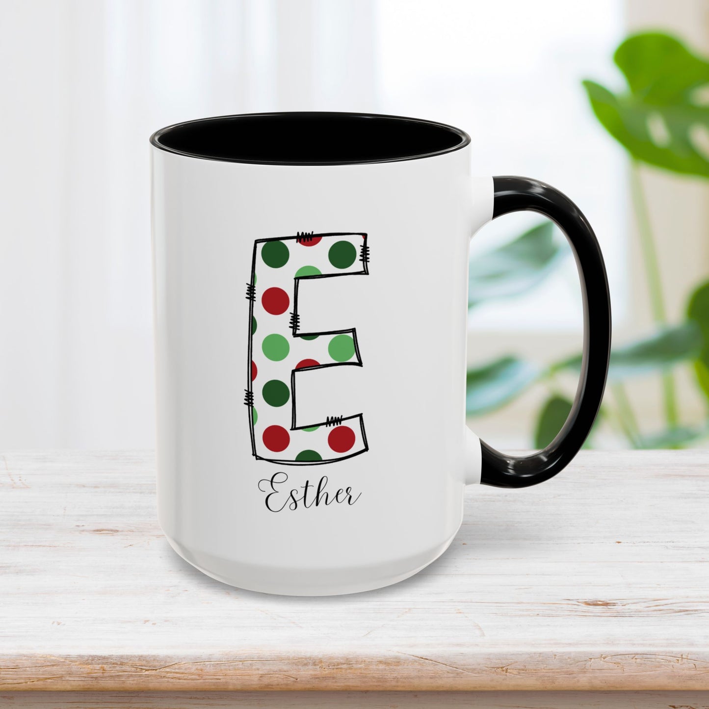 Custom Christmas Initial Letter Mug with Name - Personalized Christmas Gifts A-Z