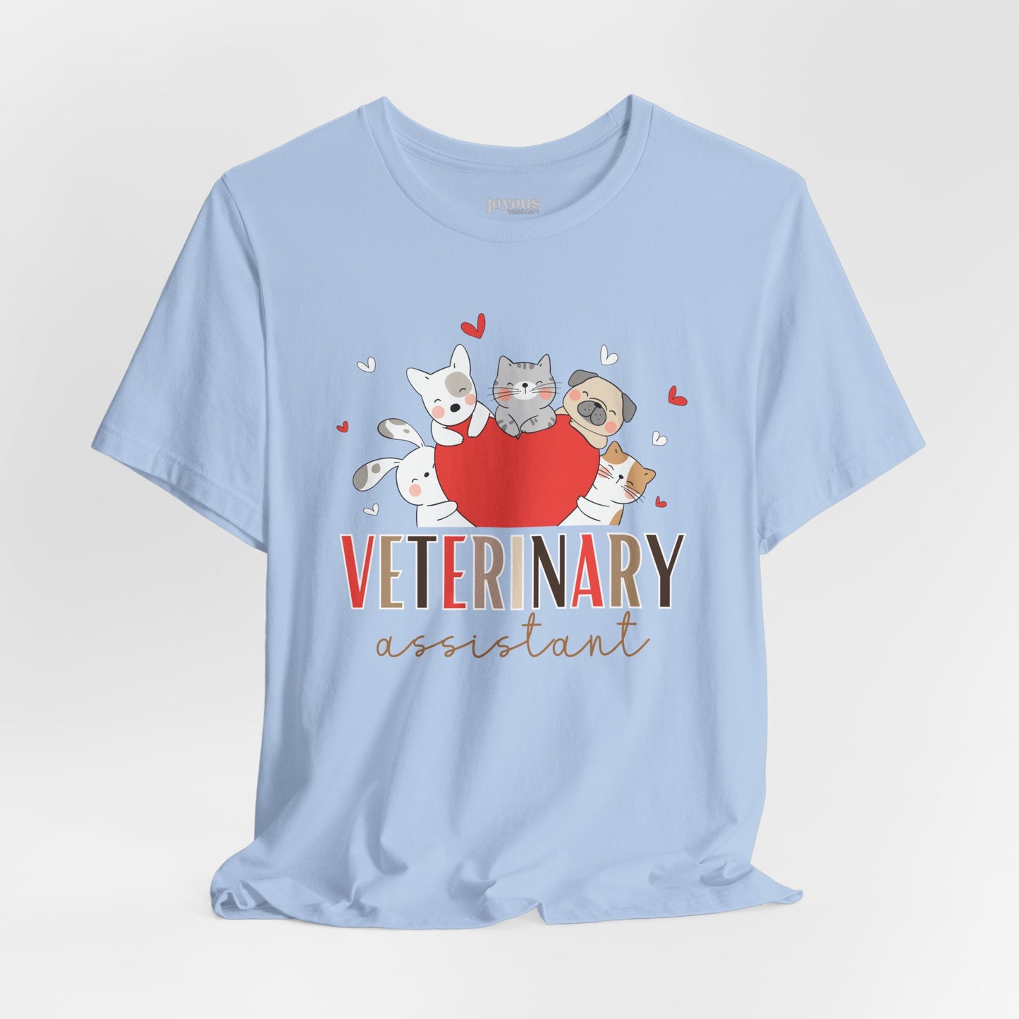 Veterinary Assistant Soft Cotton Tee with Cute Dogs and Cats for VET Assistant