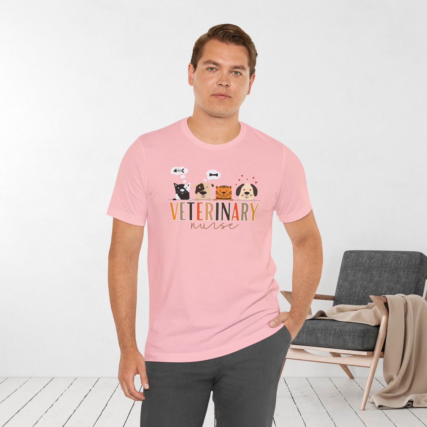 Veterinary Nurse Soft Cotton Tee with Dogs and Cats for VET Nurse