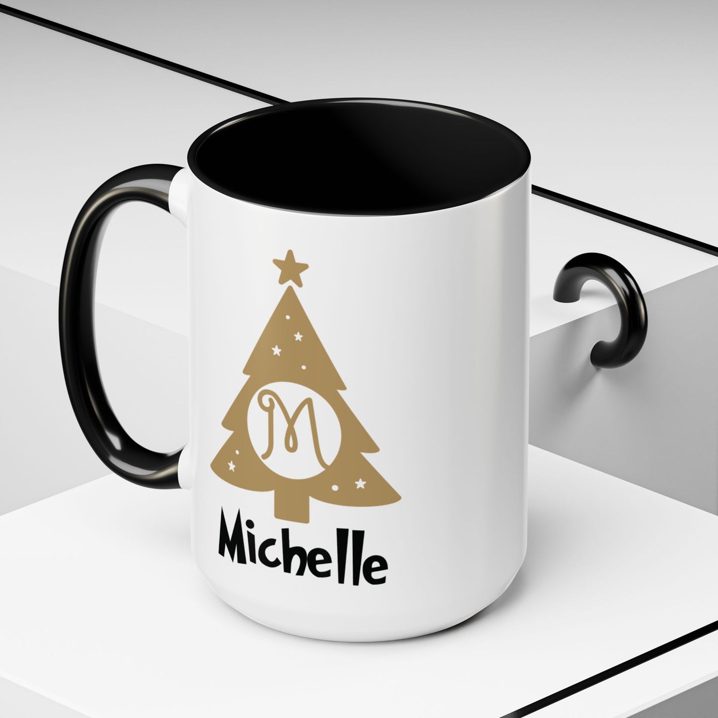 Custom Name Christmas Tree Initial Letter Mug - Personalized Christmas Gifts A-Z