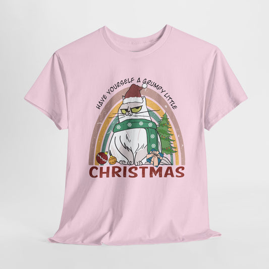 Have Yourself A Grumpy Little Christmas Funny Cat Christmas Heavy Cotton Tee - Cat Lovers Christmas Gift