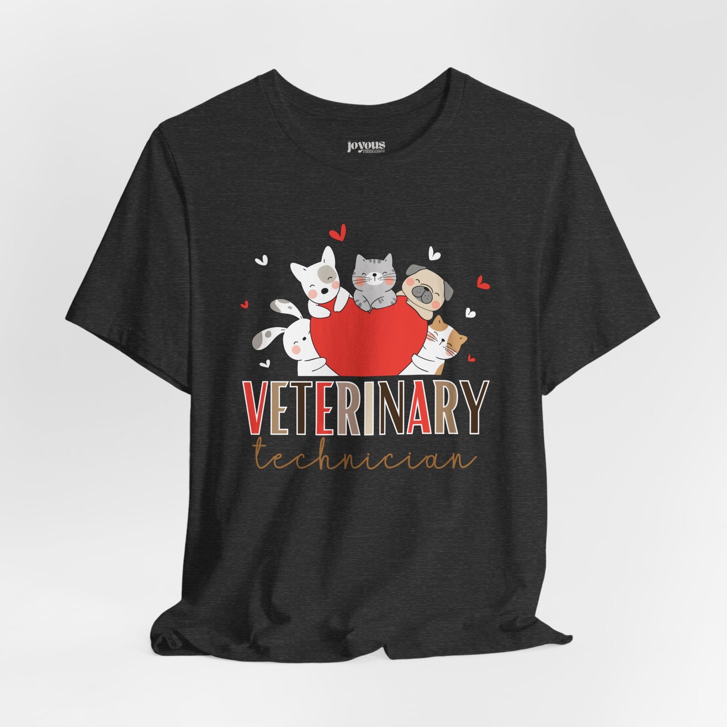 Cute Veterinary Technician Soft Cotton Tee with Dogs and Cats for VET Technician