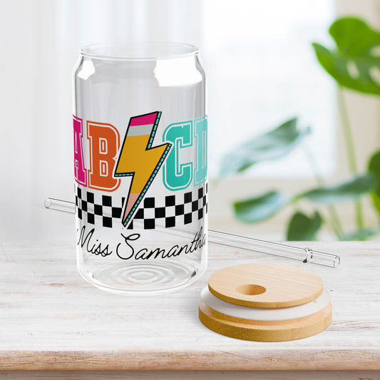 Personalized Teacher Sipper Glass - Custom Teacher Gifts A-Z