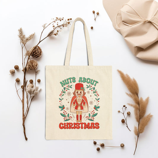 Nuts About Christmas Retro Christmas Canvas Tote Bag - Best Christmas Gift