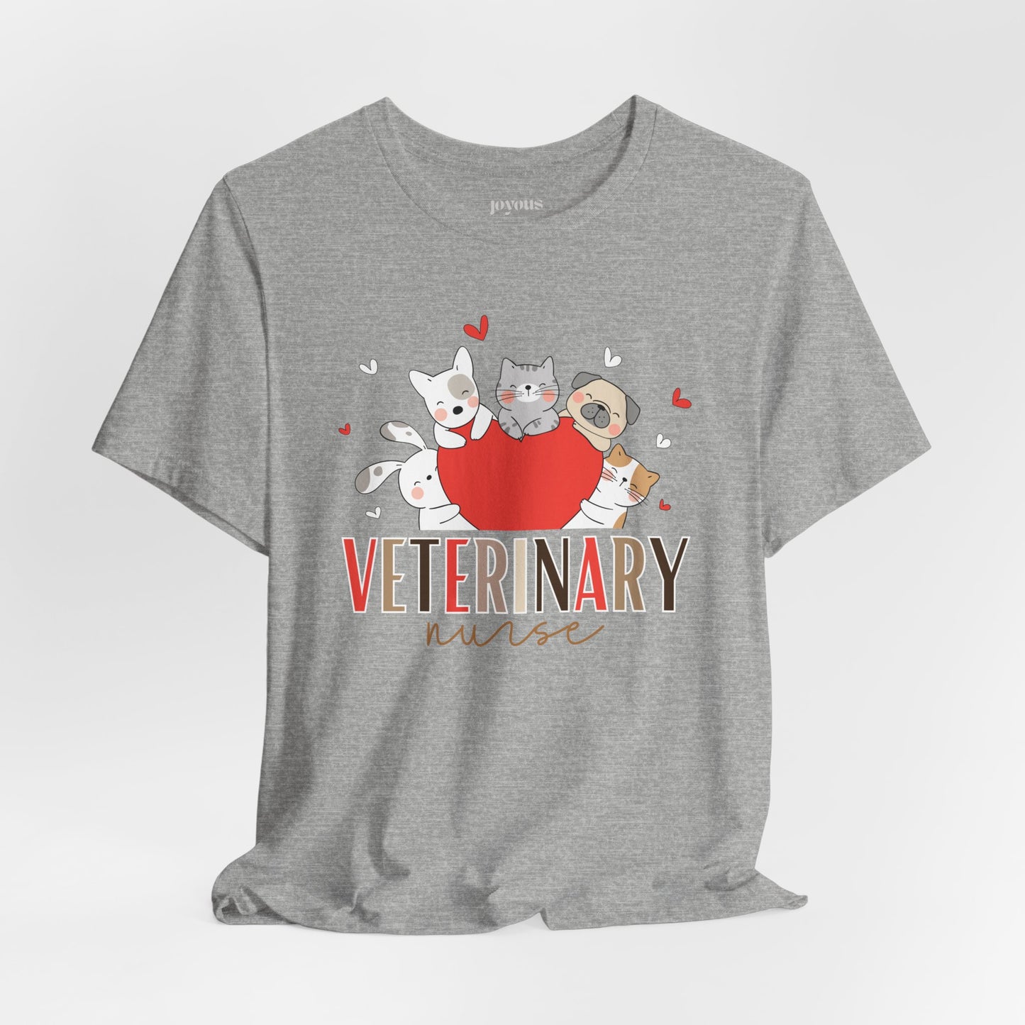 Cute Veterinary Nurse Soft Cotton Tee with Dogs and Cats for VET Nurse