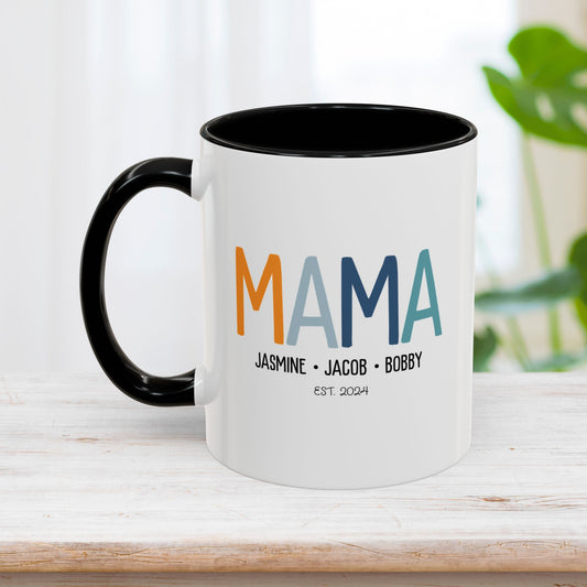 Personalized Mama Coffee Mug with Kids Names - Custom Mom Gifts for Mother's Day