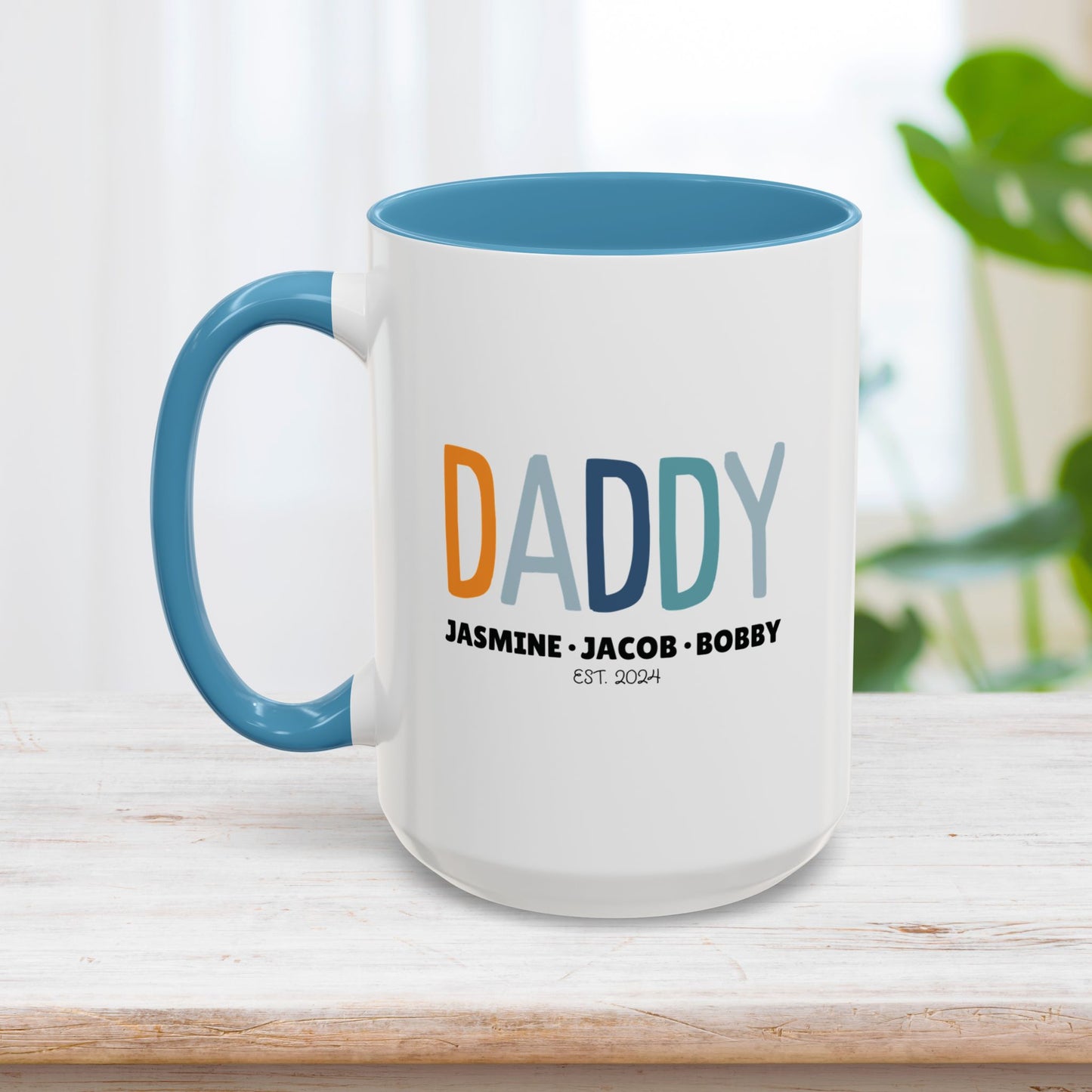 Personalized Daddy Coffee Mug with Kids Names - Custom Dad Gifts for Father's Day