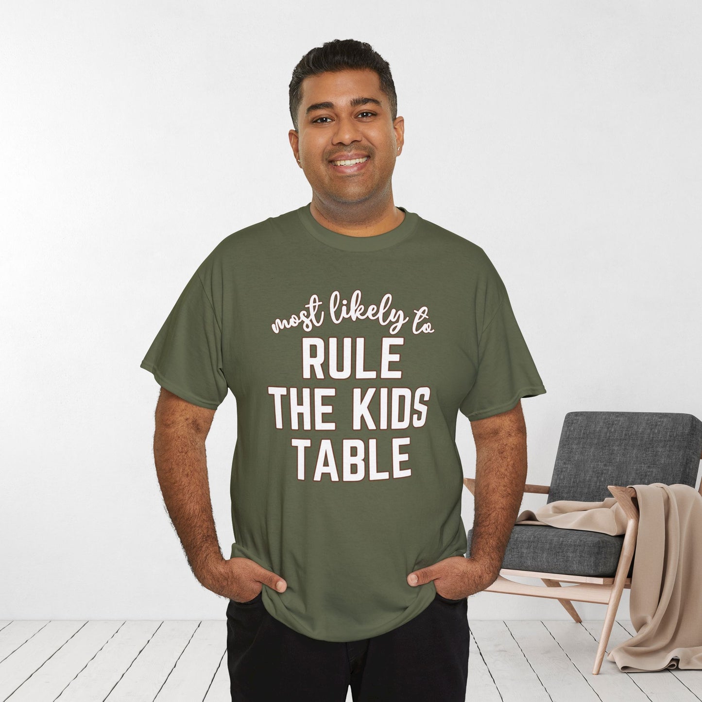 Funny Thanksgiving Shirt - Most Likely to Rule the Kids Table Heavy Cotton Tee