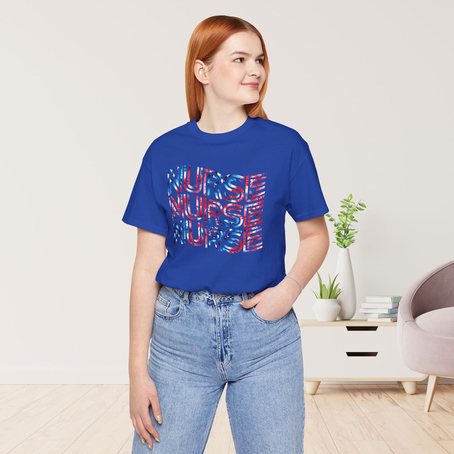 Wavy Patriotic Nurse Shirt - 4th of July Nurse Soft Cotton Tee