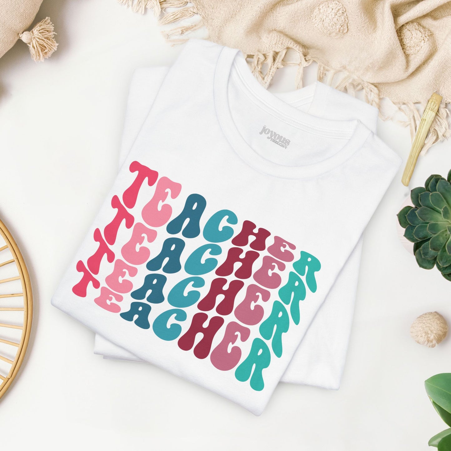 Groovy Colorful Teacher Soft Cotton Tee for School Teachers