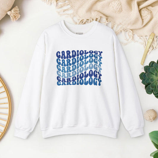 Groovy Blue Cardiology Sweatshirt - Cardiac Nurse Sweater