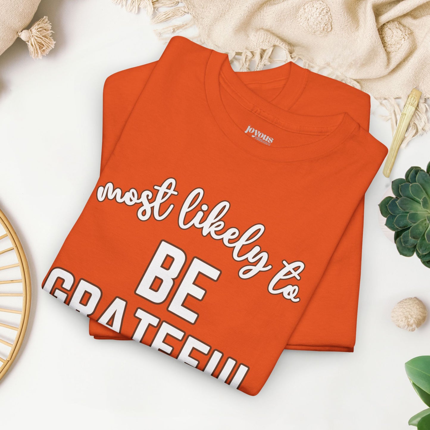 Funny Thanksgiving Shirt - Most Likely to Be Grateful Heavy Cotton Tee